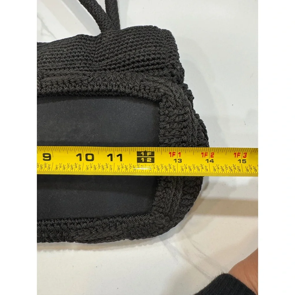 The Sak Black Woven Crochet Shoulder Bag Purse Tote